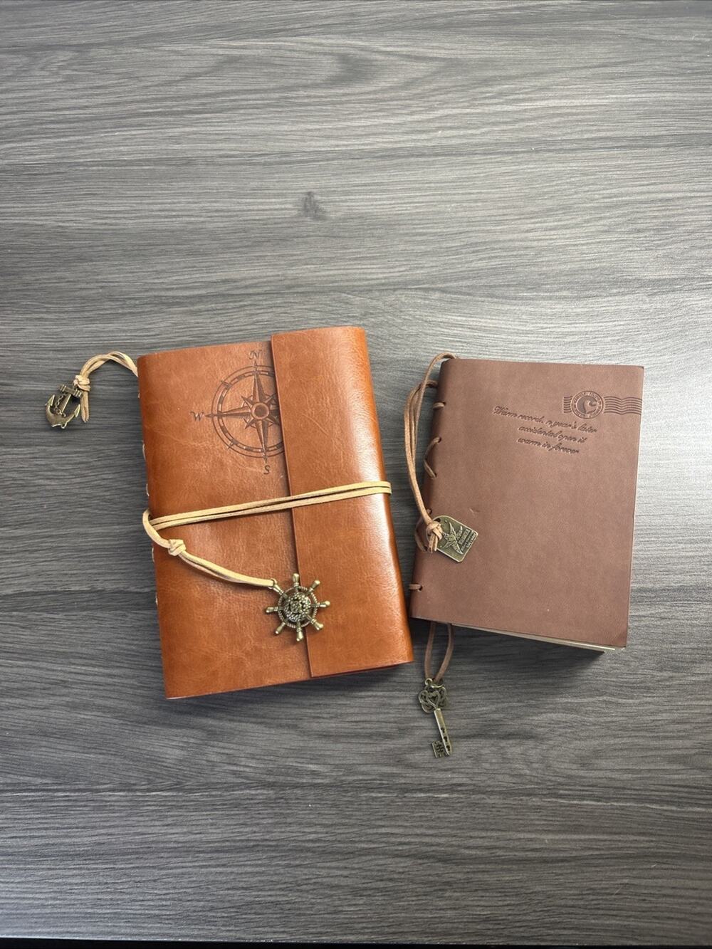 Faux Leather Journal Notebook Nautical Compass Key Travel Junk Diary Brown Lot